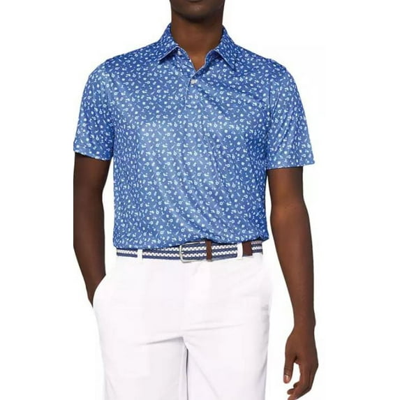 IZOD Men's Micro Print Golf Polo Shirt, Nebulas Blue, 2X-Large