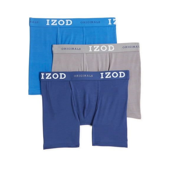 IZOD Men's Mid Thigh Boxer Brief Underwear, 3-Pack, 5.5"