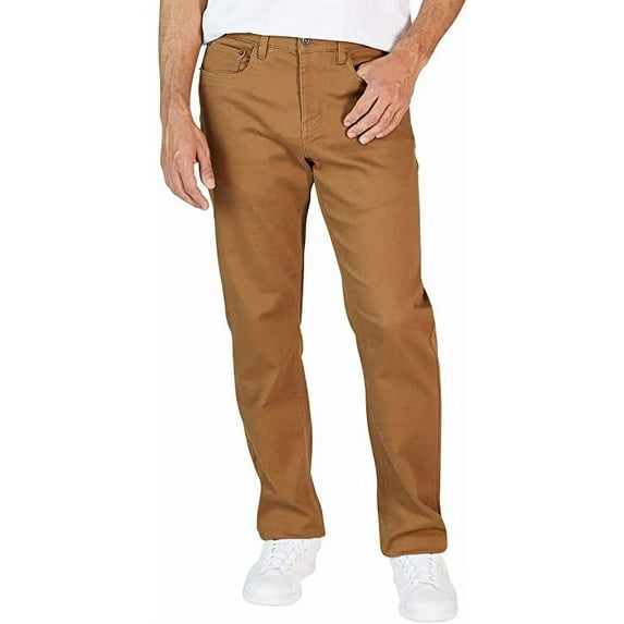 IZOD Men's Mid-Weight Comfort Stretch Knit Denim 5 Pocket Pants (Tan, 34Wx30L)