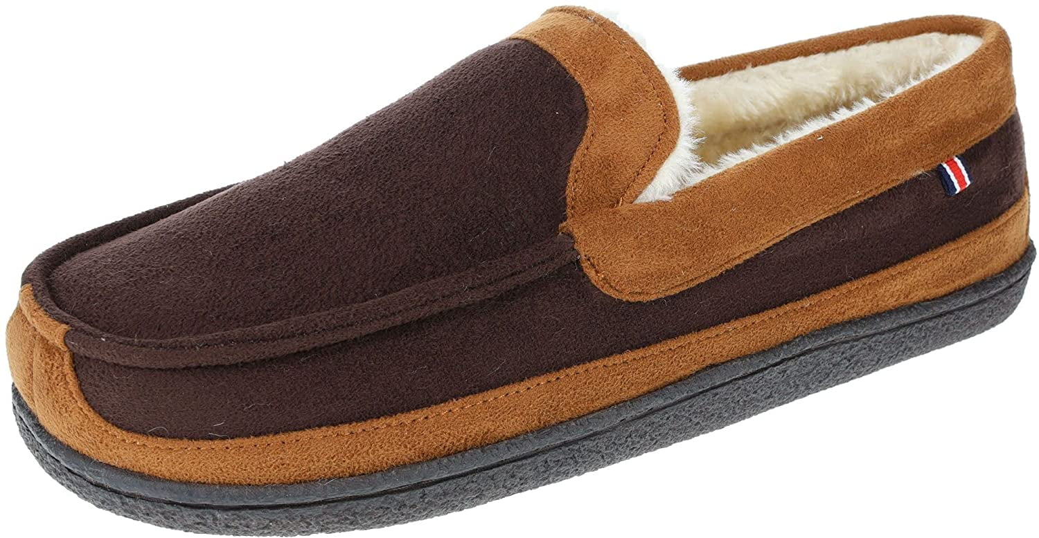 IZOD Men s Moccasin Slipper Memory Foam Indoor Outdoor Warm