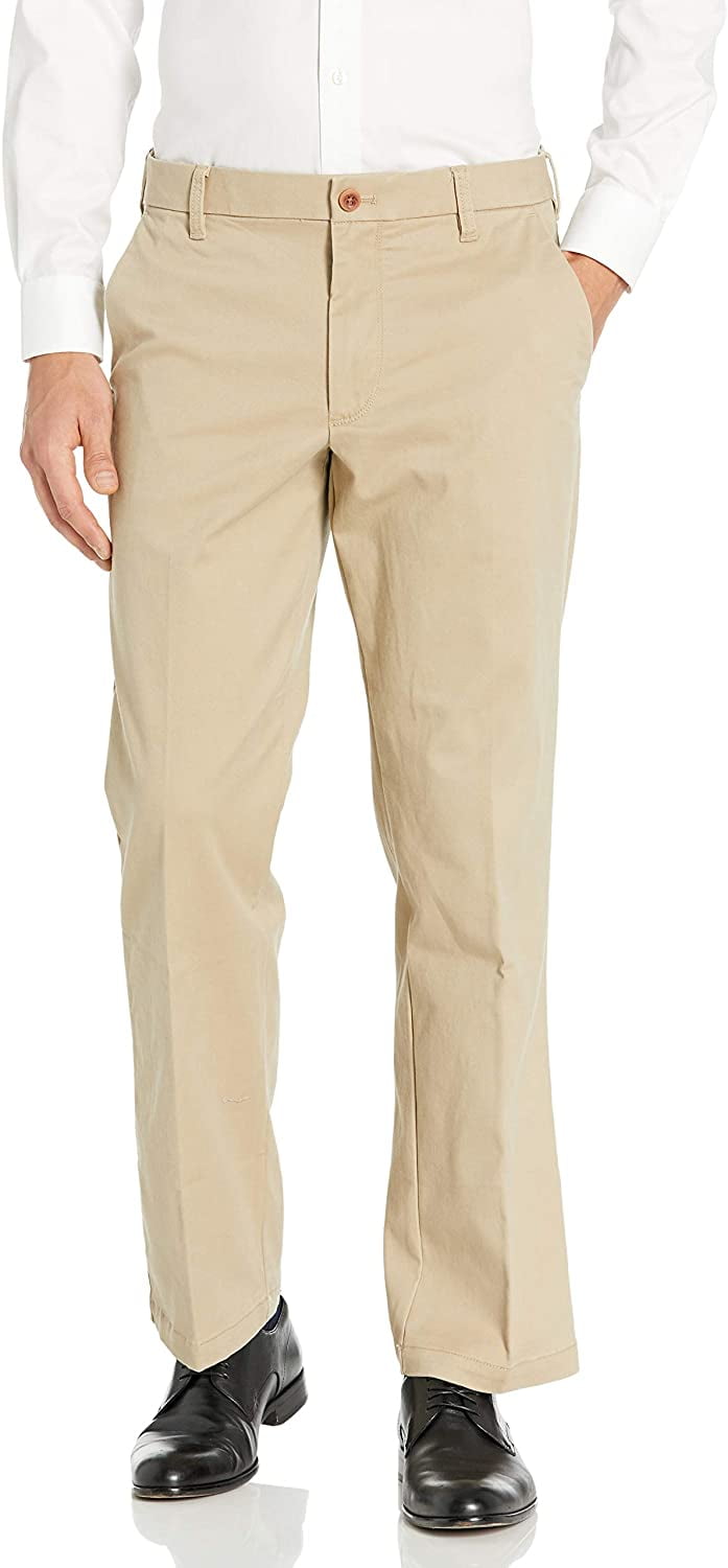 IZOD Men's Performance Stretch Classic Fit Flat Front Chino Pant, Cedar
