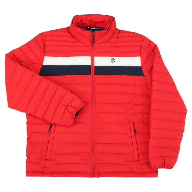 IZOD Men's Quilted Color Block Stretch Puffer