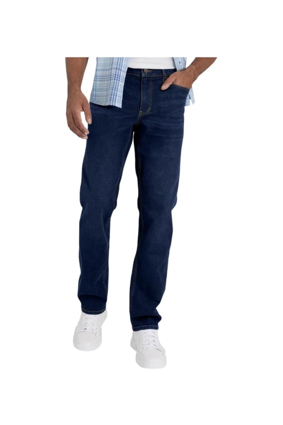 Mens Straight Fit Stretch Heavyweight Comfort Denim Jeans (Dark Blue, 30x29)