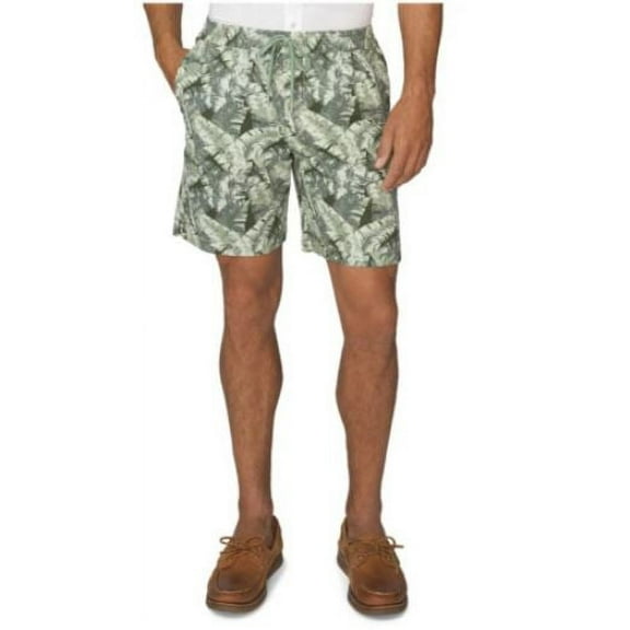 IZOD Men's Saltwater Printed Drawstring Shorts, Green Bay, Large