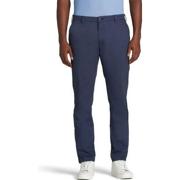 IZOD Men's Saltwater Stretch Flat Front Chino Pant, Cadet Navy Strt, 34W x 34L
