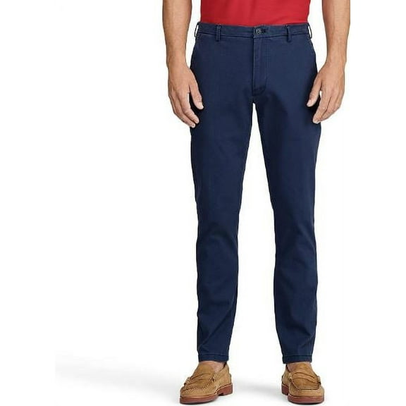 IZOD Men's Saltwater Stretch Flat Front Slim Fit Chino Pant, Cadet Navy, 36W, 34L