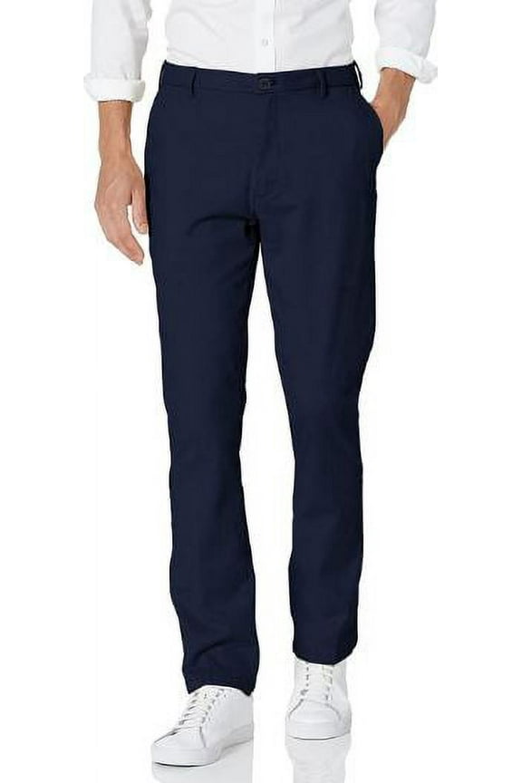 Men's Saltwater Stretch Flat Front Straight Fit Chino, Cadet Navy, 32W x 32L