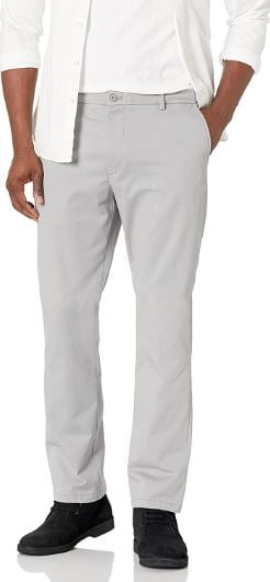 IZOD Men's Saltwater Stretch Flat Front Straight Fit Chino, Cinder ...