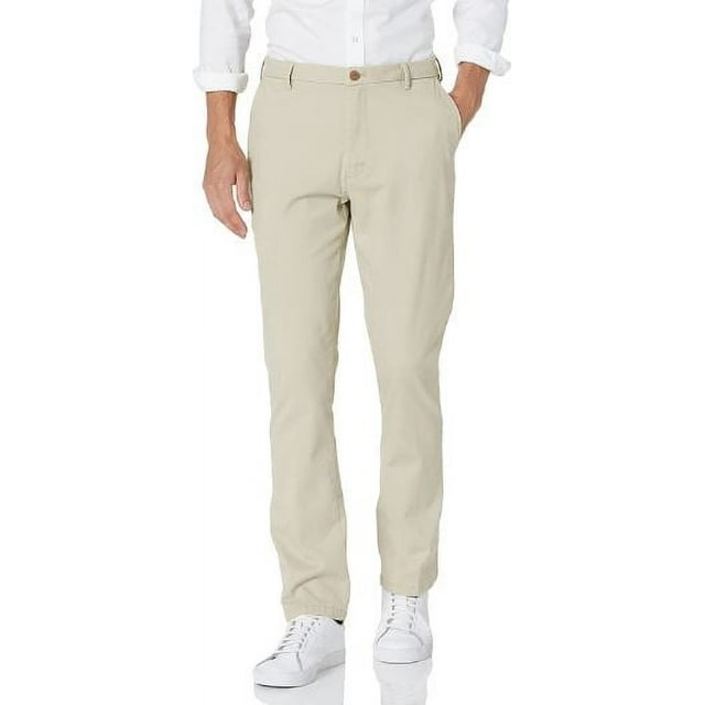 IZOD Men's Saltwater Stretch Flat Front Straight Fit Chino Pant, Stone