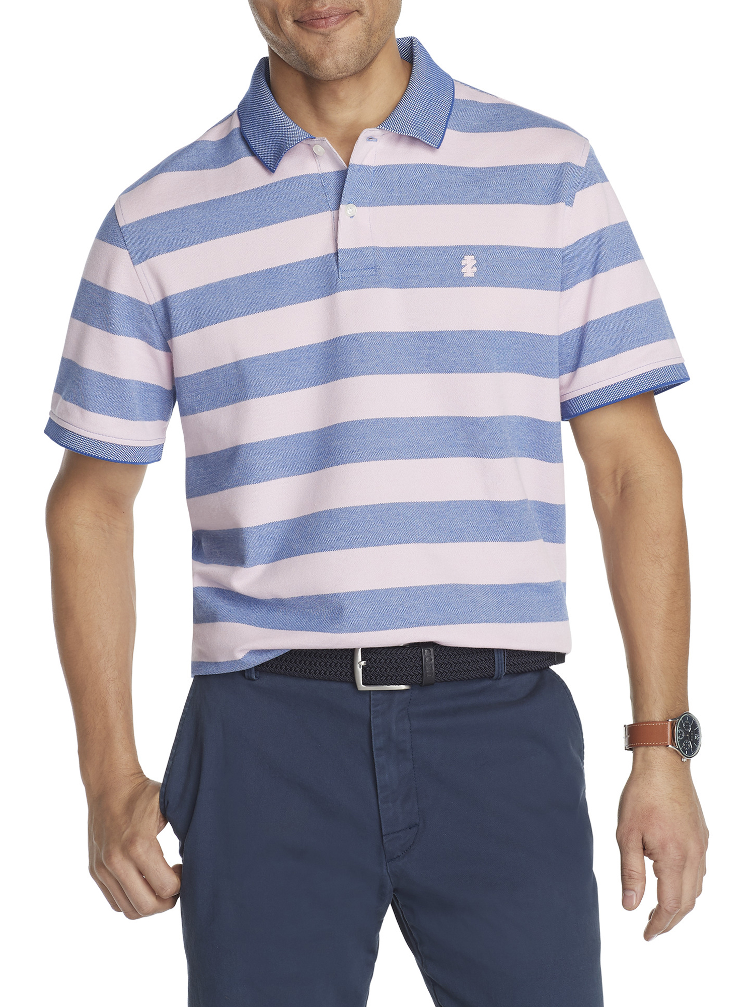 IZOD Men s Short Sleeve Advantage Rugby Stripe Polo Walmart