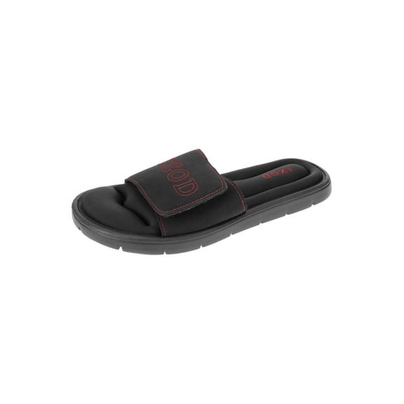 IZOD Men's Stephen Adjustable Sport Slide Sandal with Memory Foam, Men's size 7-8 to Men's size 13-14 (9-10, Black Red)
