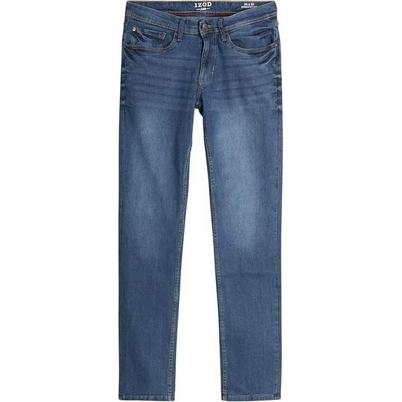 IZOD Men's Straight Leg Jeans - Classic 5-Pocket Comfort Stretch Straight Fit Denim Pants for Men