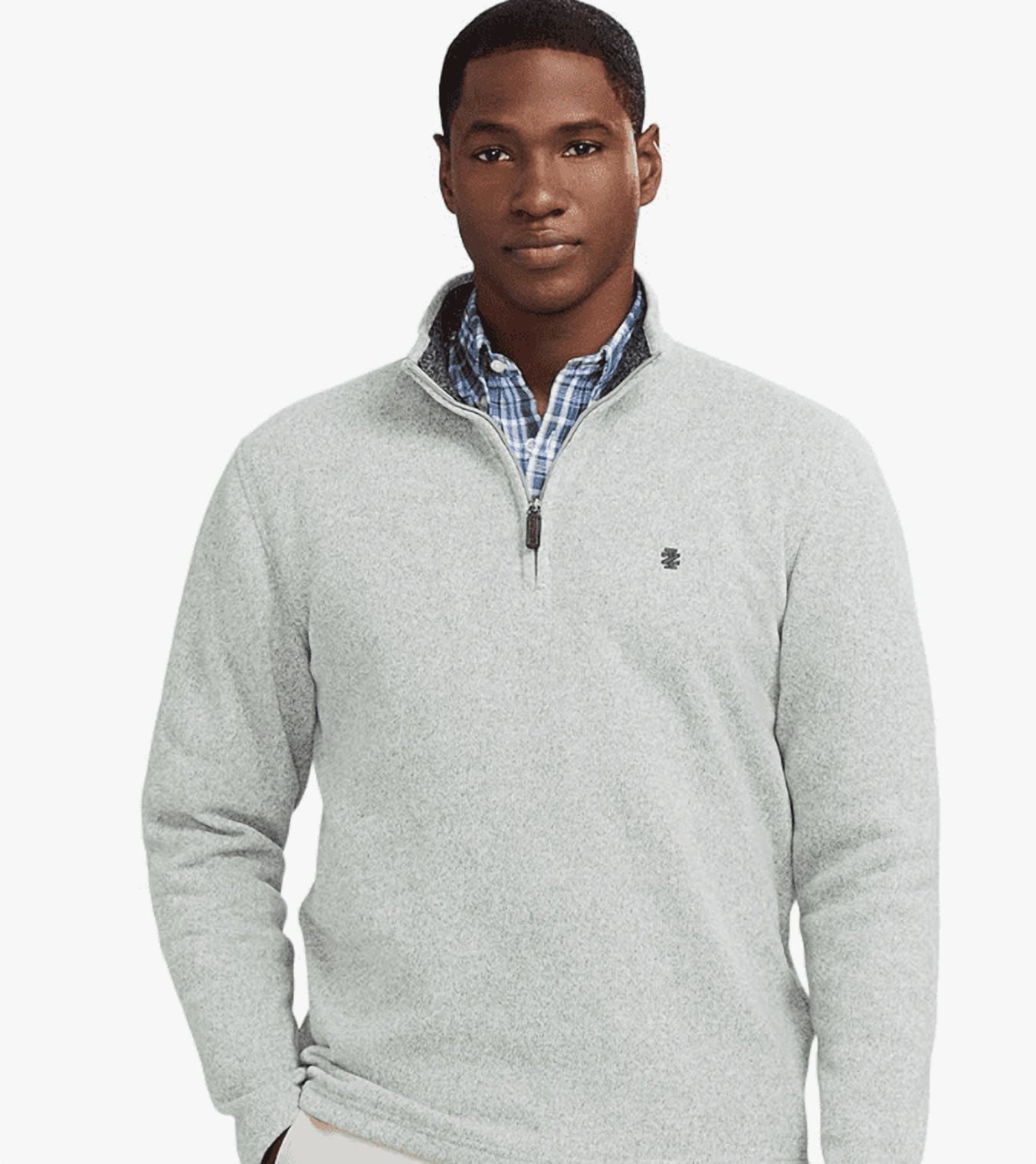 IZOD Men's Thermosoft Quarter Zip Sweater Fleece Pullover, Light