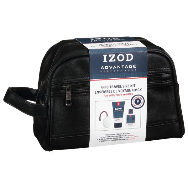 IZOD Mens Athletics 4-pc. Body Wash Travel Case Set One Size Black