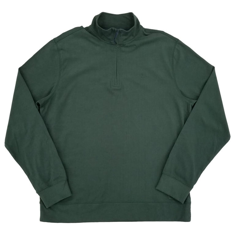 IZOD Mens Big & Tall Green Mock Neck Quarter-Zip Pullover