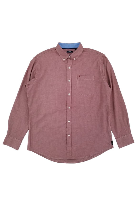 Mens Biking Red Long Sleeve Classic Button-Down Woven Shirt Large