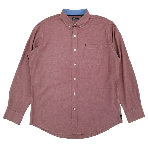 IZOD Mens Biking Red Long Sleeve Classic Button-Down Woven Shirt Small
