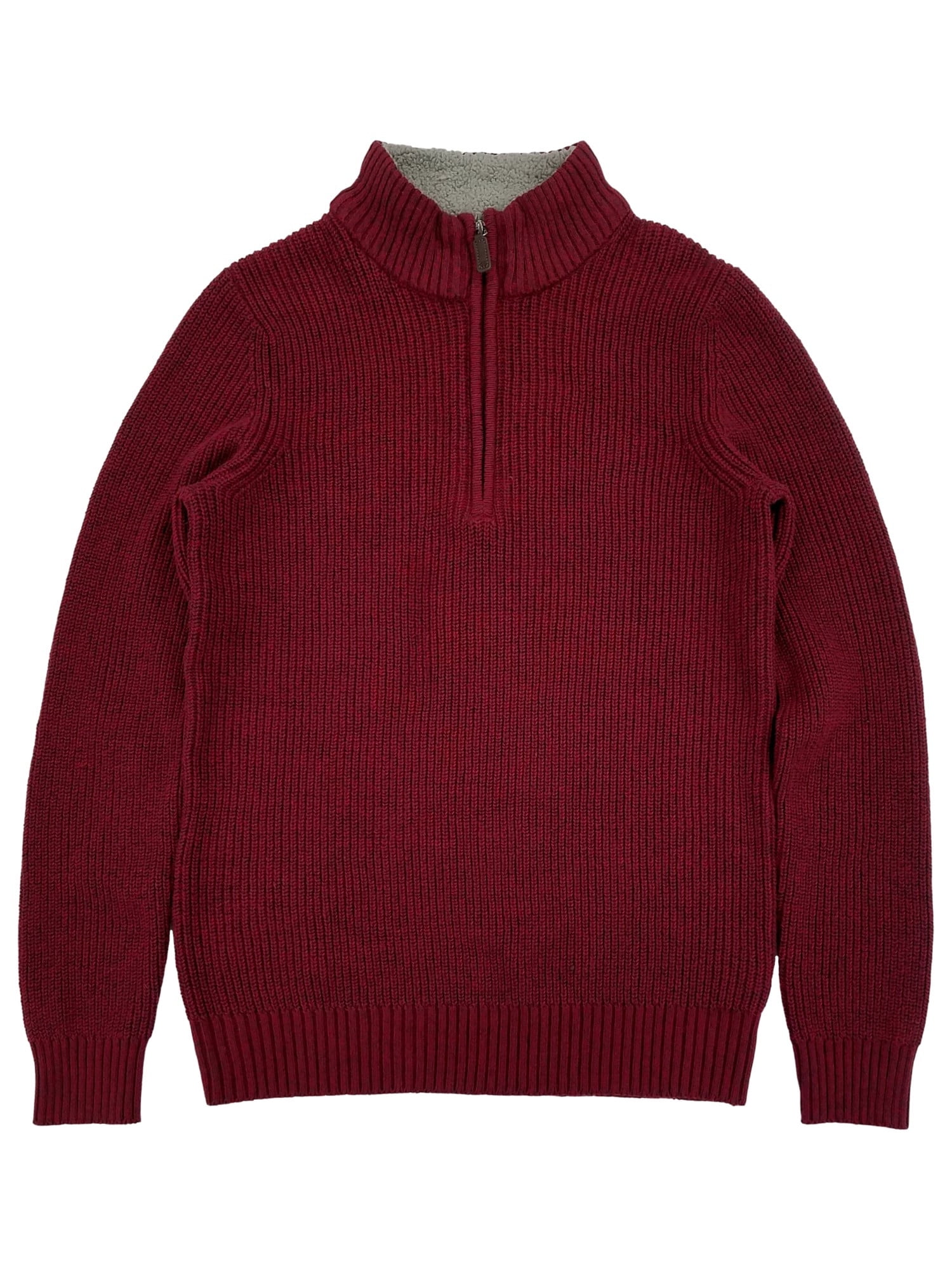 IZOD Mens Biking Red Long Sleeve SherpaCollar QuarterZip Sweater Small