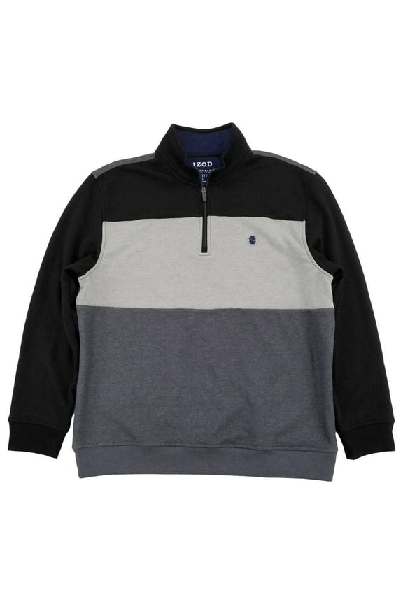 Mens Black & Gray Performance Fleece Quarter-Zip Pullover Sweatshirt XXL