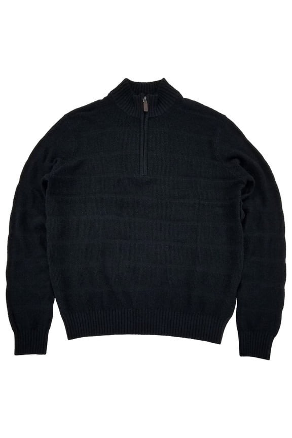 Mens Black Rock Long Sleeve Rugby Quarter-Zip Sweater Small