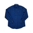 thumbnail image 1 of IZOD Mens Blue & Black Plaid Long Sleeve Button-Down Flannel Shirt Medium, 1 of 1