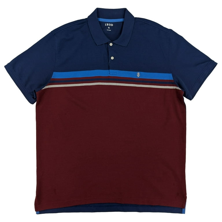 IZOD Mens Blue Burgundy Advantage Performance Pique Polo Shirt X