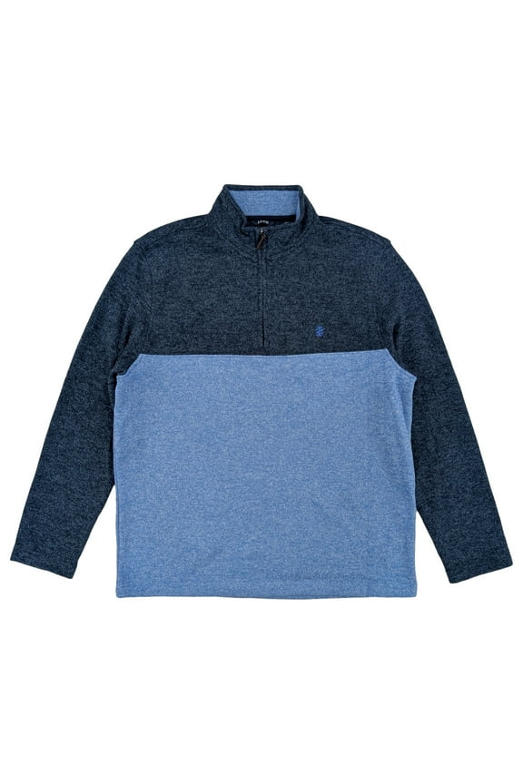 Mens Blue Colorblock Long Sleeve Fleece Quarter Zip Sweater X-Large