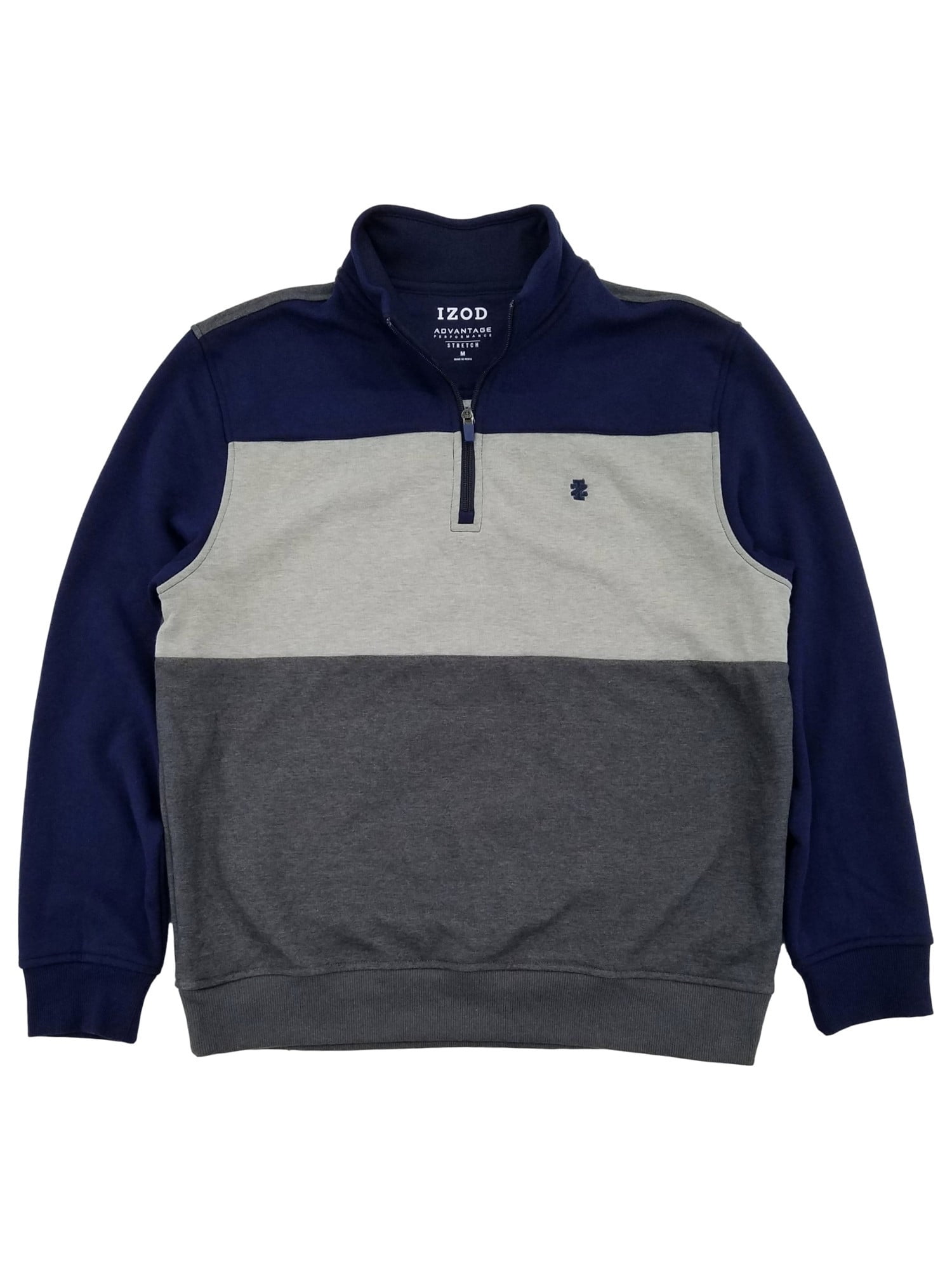 IZOD Mens Blue Gray Performance Fleece Quarter Zip Pullover Sweatshirt XXL