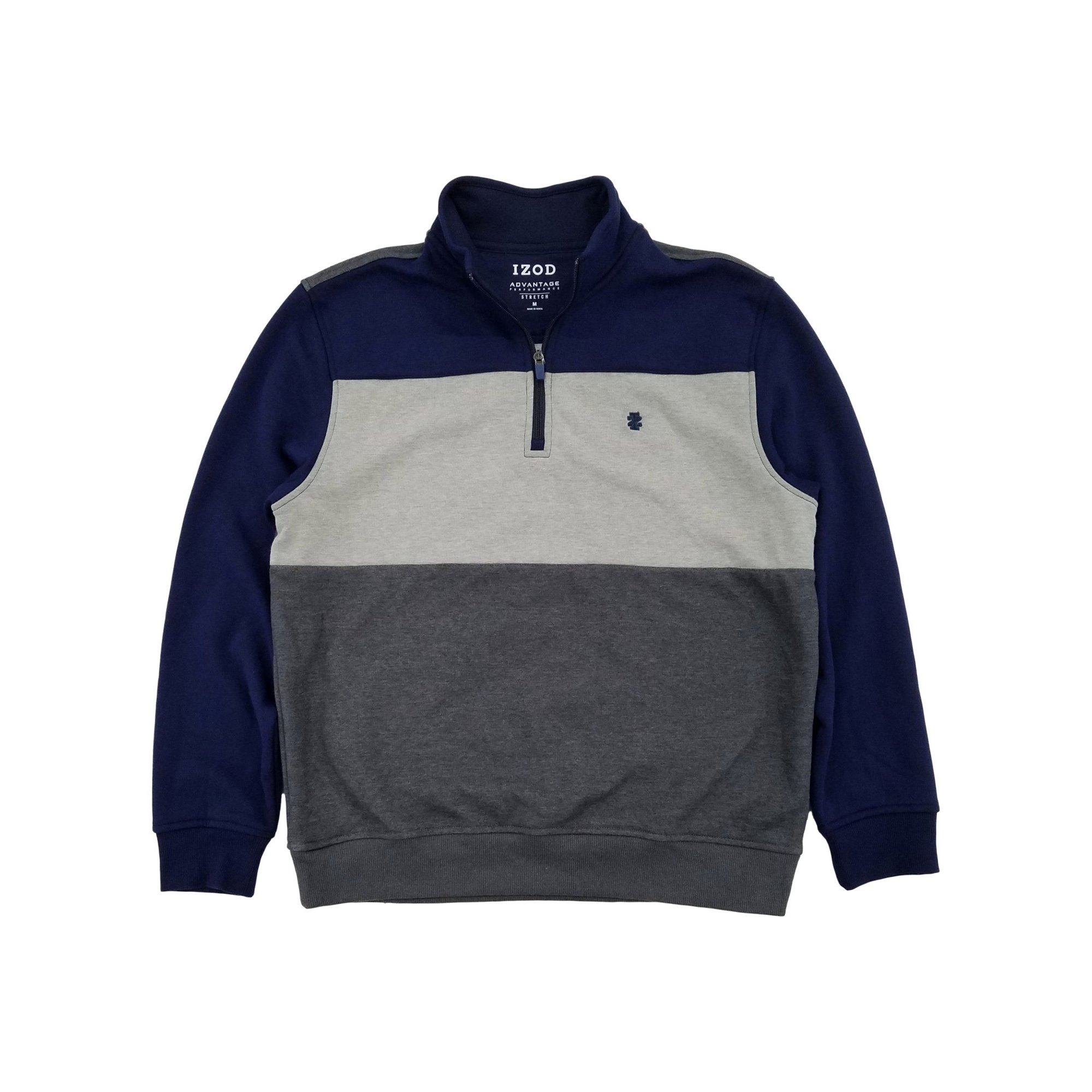 IZOD Mens Blue u0026 Gray Performance Fleece Quarter-Zip Pullover Sweatshirt  XXL - Walmart.com