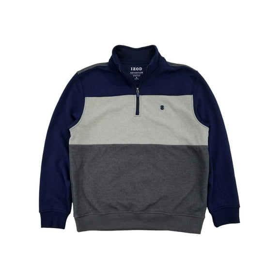 IZOD Mens Blue & Gray Performance Fleece Quarter-Zip Pullover Sweatshirt XXL