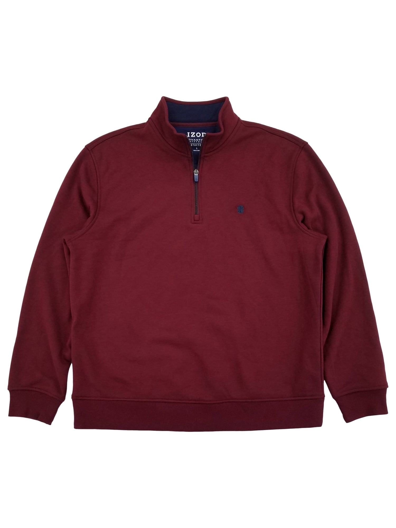 IZOD Mens Burgundy Performance Fleece Quarter-Zip Pullover