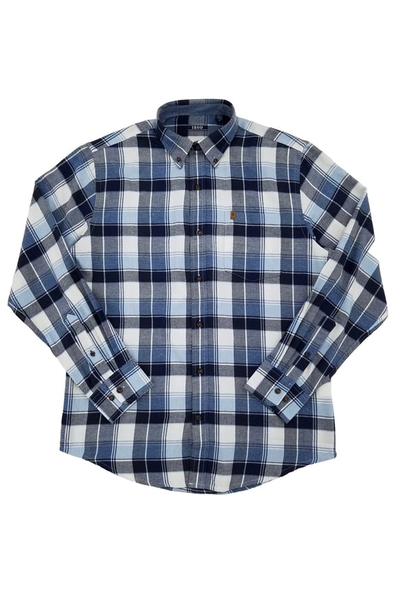 Mens Club Blue Plaid Long Sleeve Button-Down Flannel Shirt XX-Large