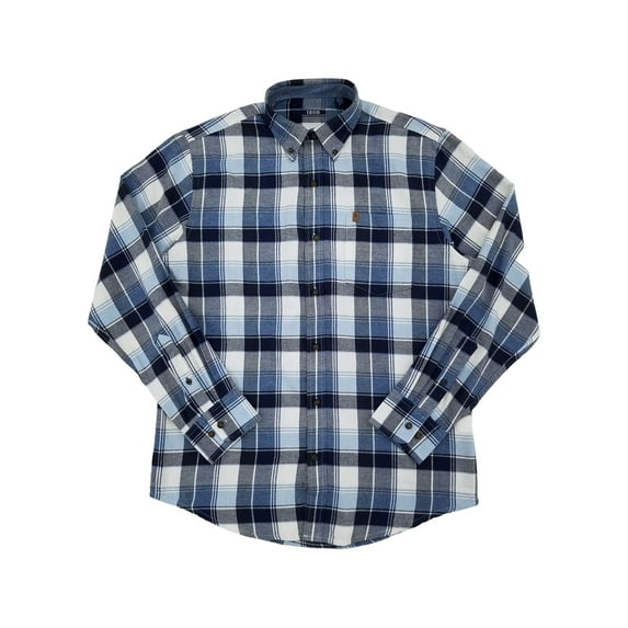 IZOD Mens Club Blue Plaid Long Sleeve Button-Down Flannel Shirt XX-Large