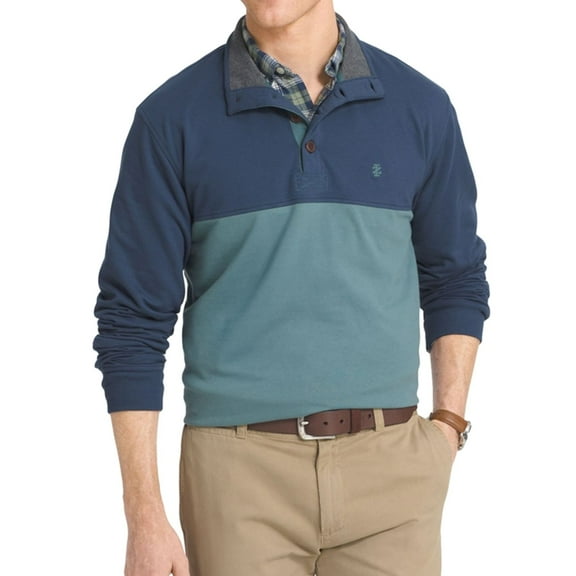 IZOD Mens Colorblocked Henley Shirt, Blue, Small