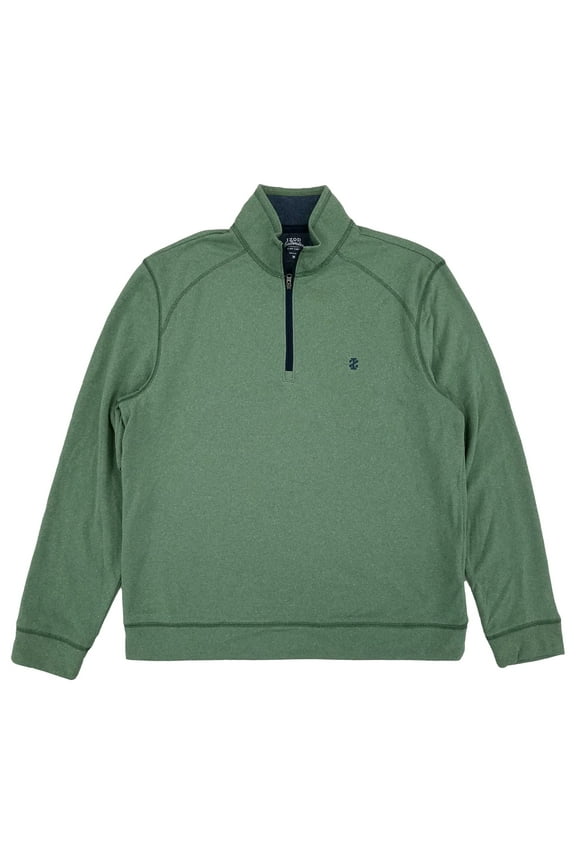 Mens Dark Ivy Heather Microfleece Quarter-Zip Pullover Sweater Medium