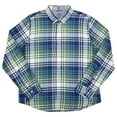 thumbnail image 1 of IZOD Mens Green & Blue Plaid Long Sleeve Slim Fit Untucked Button-Down Shirt XXL, 1 of 2