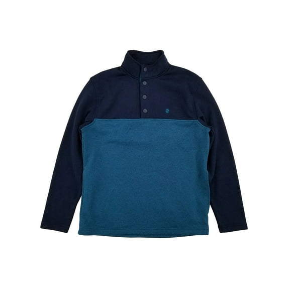 IZOD Mens Lyons Blue Fleece Snap-Front Pullover Sweatshirt Medium