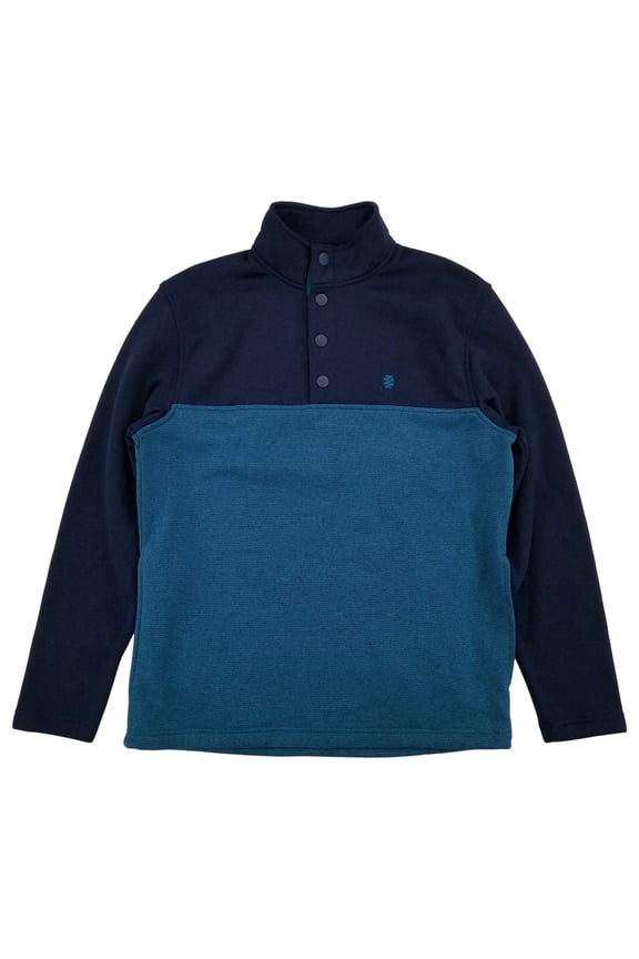 Mens Lyons Blue Fleece Snap-Front Pullover Sweatshirt Small