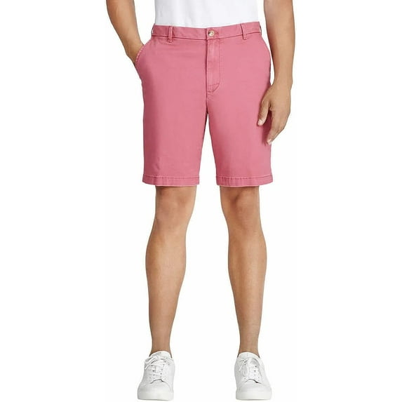 IZOD Mens Mid-Weight Saltwater Flat Front Stretch Chino Short (Red,36)