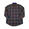 thumbnail image 1 of IZOD Mens Midnight Blue Plaid Holiday Tartan Long Sleeve Button-Down Shirt L, 1 of 1