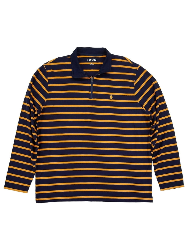 IZOD Mens Navy Blue & Orange Stripe Classic-Fit Long Sleeve