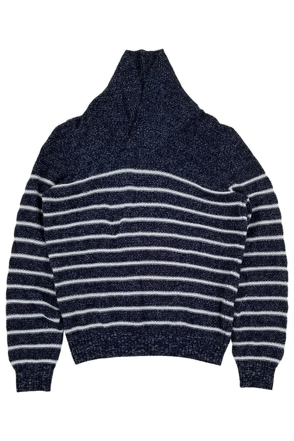 Mens Peacoat Blue & White Stripe Shawl Collar Sweater Small