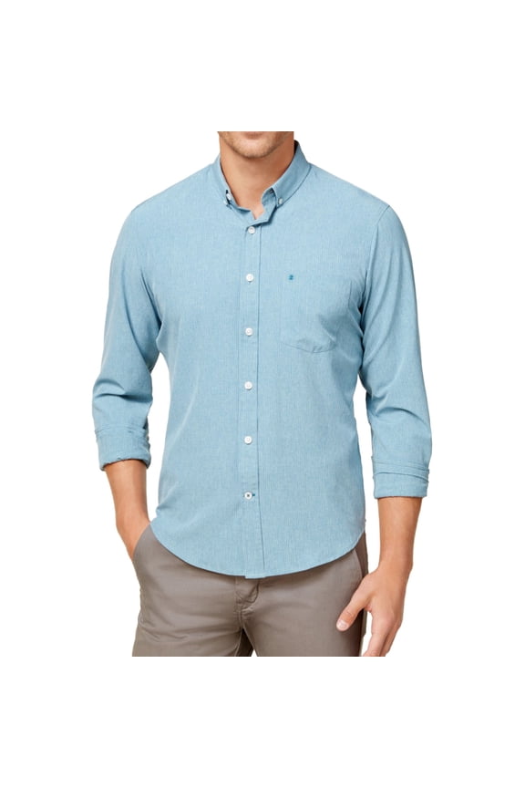Mens Performance Advantage Button Up Shirt, Blue, Small