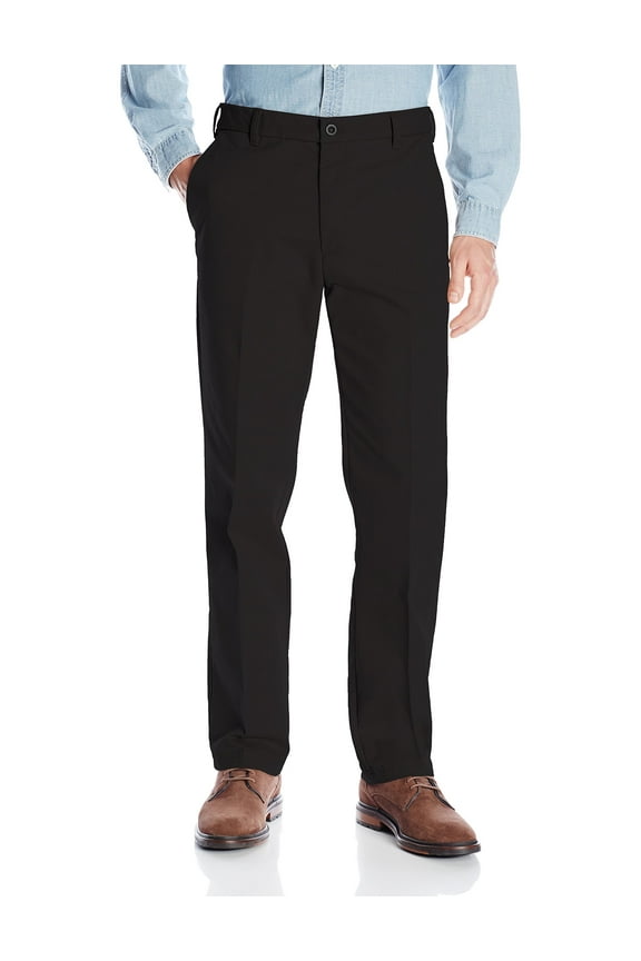 Men's Performance Stretch Straight Fit Flat Front Chino Pant, Black, 30W x 32L
