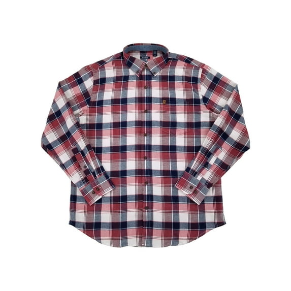 IZOD Mens Port Royale Plaid Long Sleeve Button-Down Flannel Shirt Large