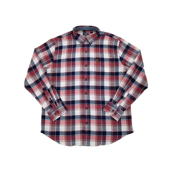 IZOD Mens Port Royale Plaid Long Sleeve Button-Down Flannel Shirt Large