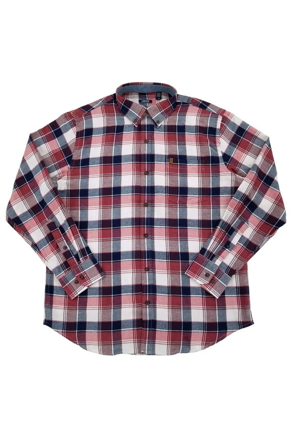 Mens Port Royale Plaid Long Sleeve Button-Down Flannel Shirt Large
