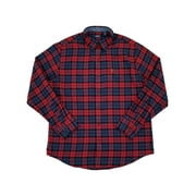 IZOD Mens Red & Blue Plaid Long Sleeve Button-Down Flannel Shirt Large