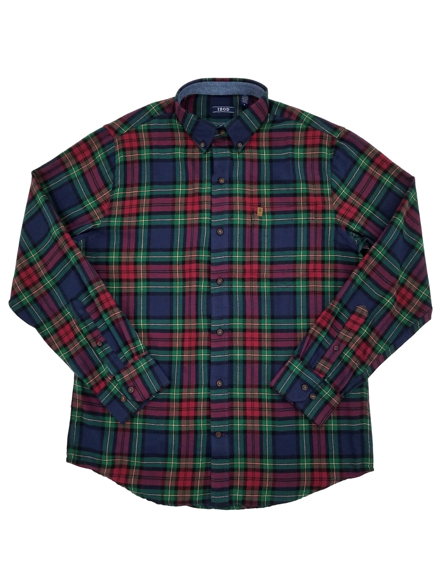 ★BTS着用★LAUL★OVER FIT FLANNEL CREWNECK SHIRTS_GREEN&RED IZOD Mens Red Green & Blue Plaid Long Sleeve Button-Down