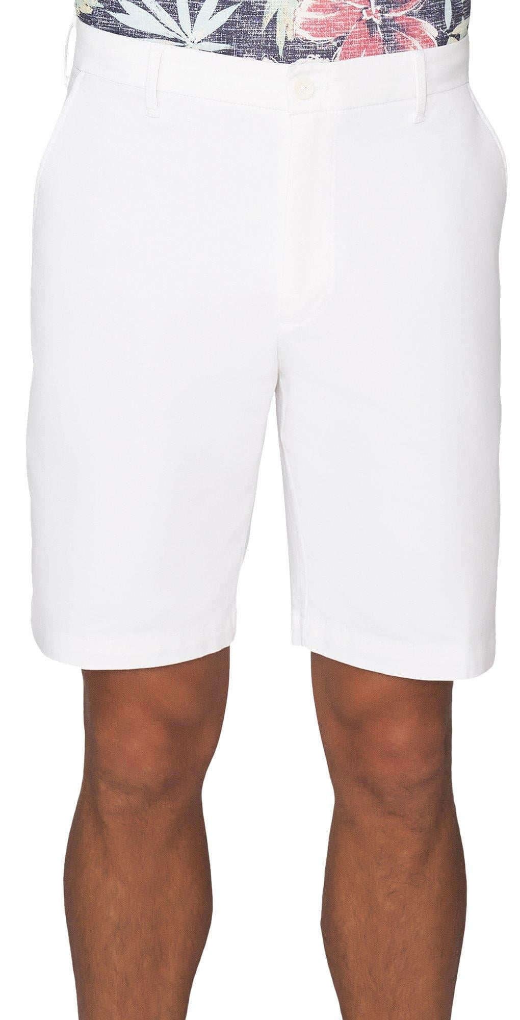 IZOD Mens Saltwater Stretch Solid Chino Shorts 32W Bright white
